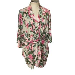 Valerie Fitzgerald Vintage Floral Print Cotton Belted Lounge Robe Size M